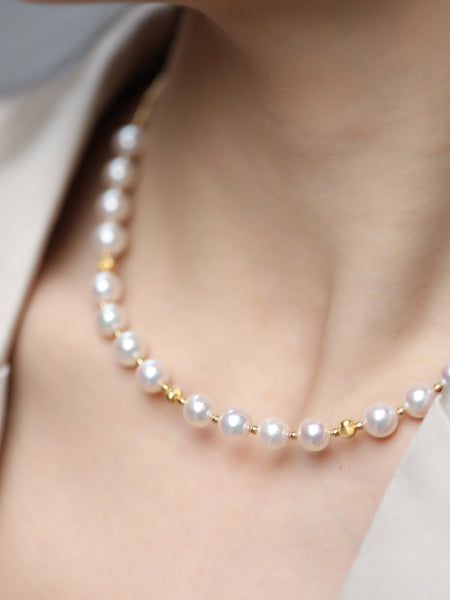 Genuine Akoya Cultured Pearl Bead Necklace And Bracelet Set In Gold Designs For Wedding Bridal