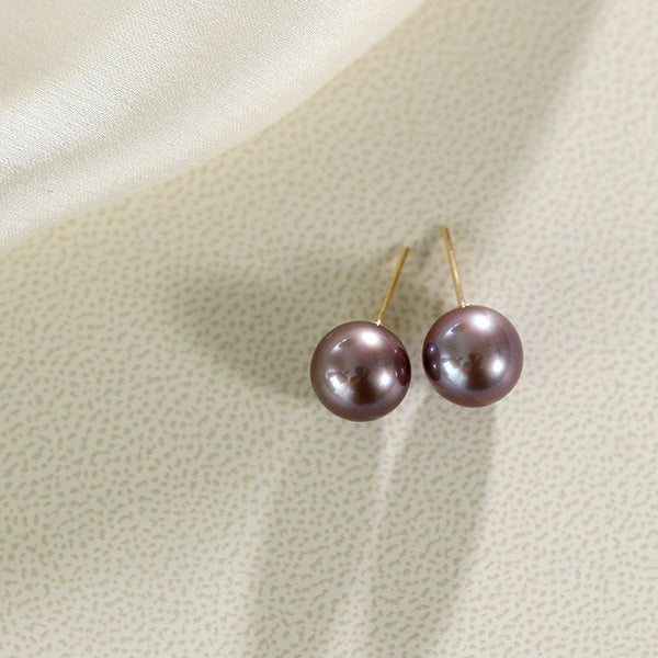 Edison-Freshwater-Purple-Pearls-Stud-Earrings-Silver-Chain 