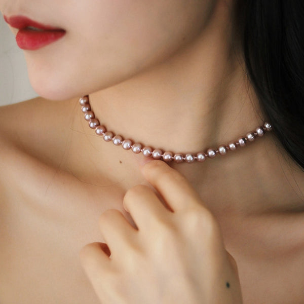 7-8mm Flawless Pink Freshwater Cultured Pearl Necklace Strand for Women With 925 Sterling Silver