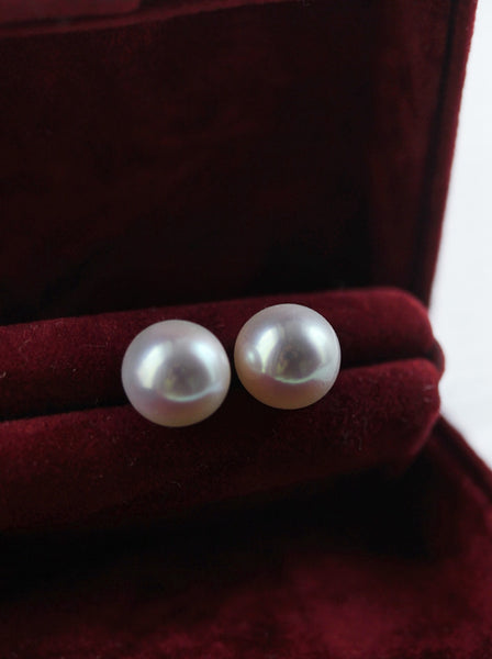 Pearl Earrings for Women Cultured Freshwater Pearls Stud Earrings Gold Plated 925 Sterling Silver