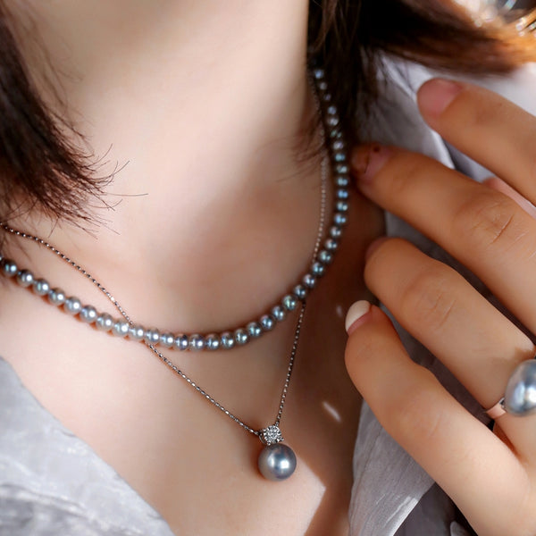 Natural-Blue-Akoya-Pearls-Necklace-Strand-For-Women-Pearl-Jewelry