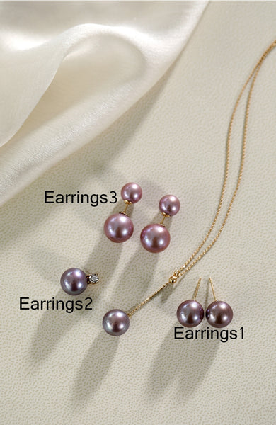 Edison-Freshwater-Purple-Pearls-Stud-Earrings-Silver-Chain-Pendant-Necklace-Set