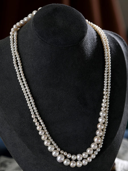 Real-Natural-Freshwater-Pearl-Double-Strand-Necklace-Pearl-Jewellery