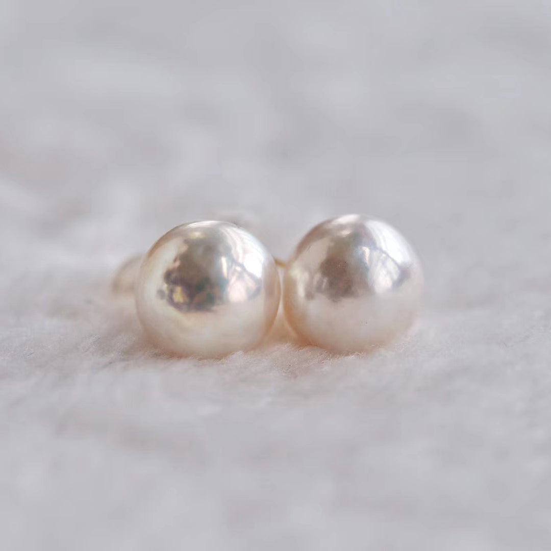 10-11mm Big Baroque Real Freshwater Pearl Stud Earrings For Women