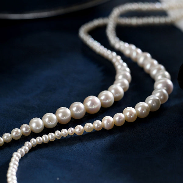 Real-Natural-Freshwater-Pearl-Double-Strand-Necklace-Pearl-Jewellery