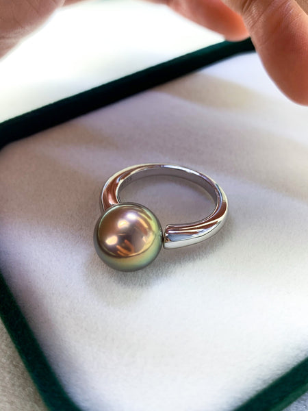 10-11mm-Freshwater-Cultured-Large-Single-Pearl-Engagement-Band-Rings-Green