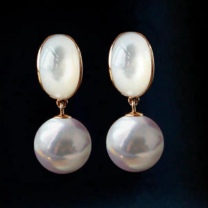 Genuine-8.0mm-White-Akoya-Pearl-Earrings-in-18k-Gold-Decor-Shell-for-Women-Gift