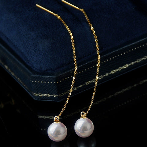Akoya-Cultured-Pearl-Long-Drop-Earrings-for-Women-with-18K-Gold