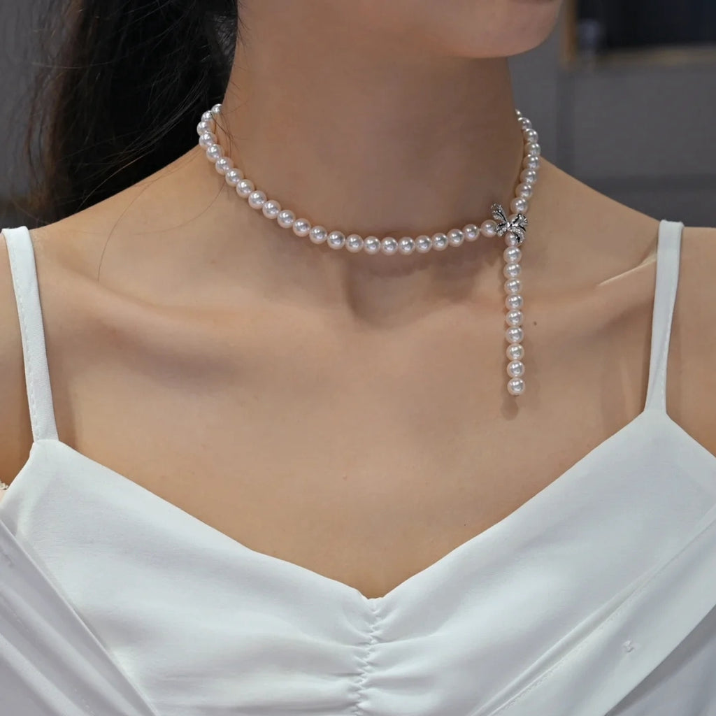 Adjustable Necklace with White Nacre and Pearl Pendant – APM Monaco