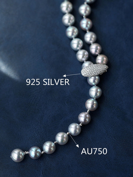 Blue-Akoya-Pearl-Charm-Necklace-Jewelry-20inch-Strand