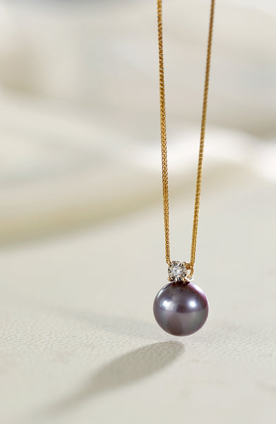 Cultured Edison Freshwater Purple Pearls Stud Earrings & Silver Chain Pendant Necklace Jewelry Set