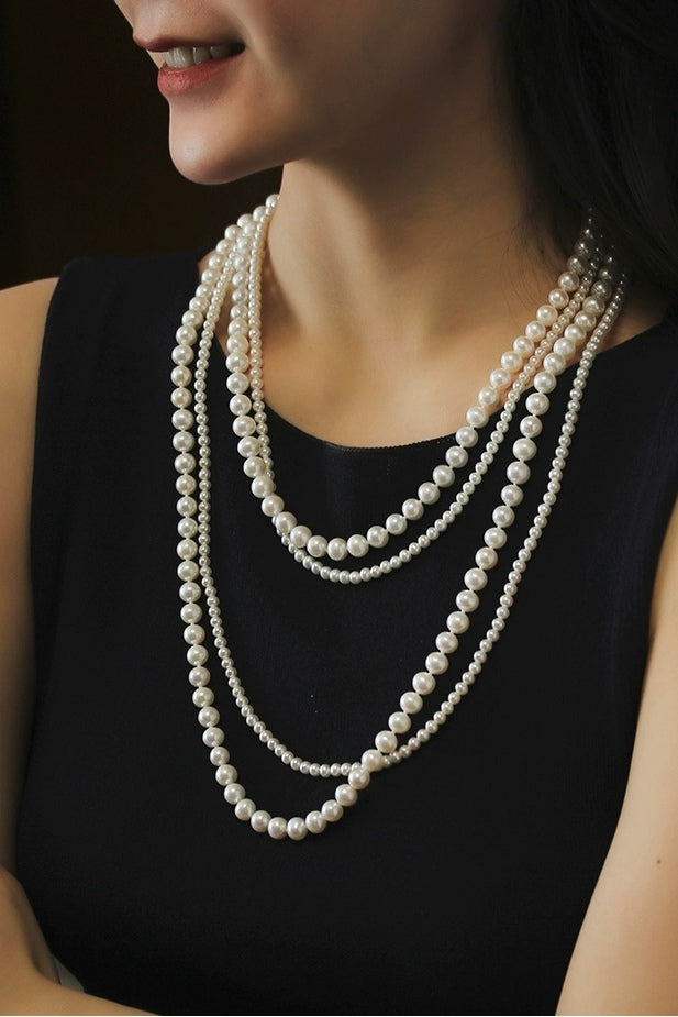 2 LINE PEARL BEADS LONG NECKLACE – Riah Fashion