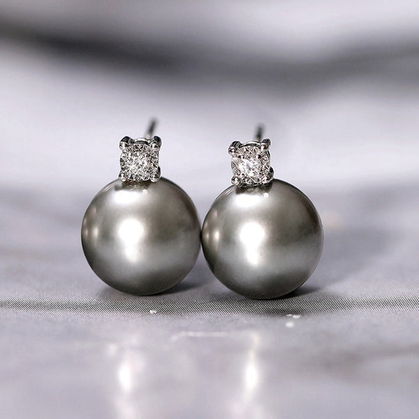 Black Gray/Grey Tahitian South Sea Cultured Pearl Stud Earrings Necklace Jewellery Sets