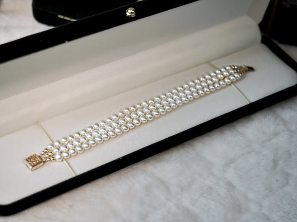 3-Strand-Real-White-Freshwater-Pearl-Bracelet-For-Women