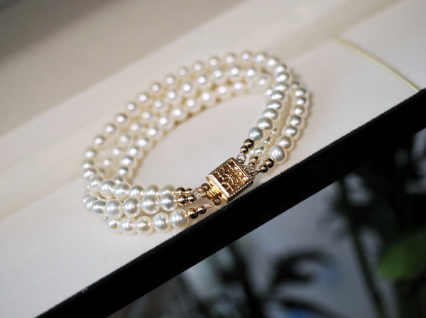 3-Strand-Real-White-Freshwater-Pearl-Bracelet-For-Women-With-925-Silver
